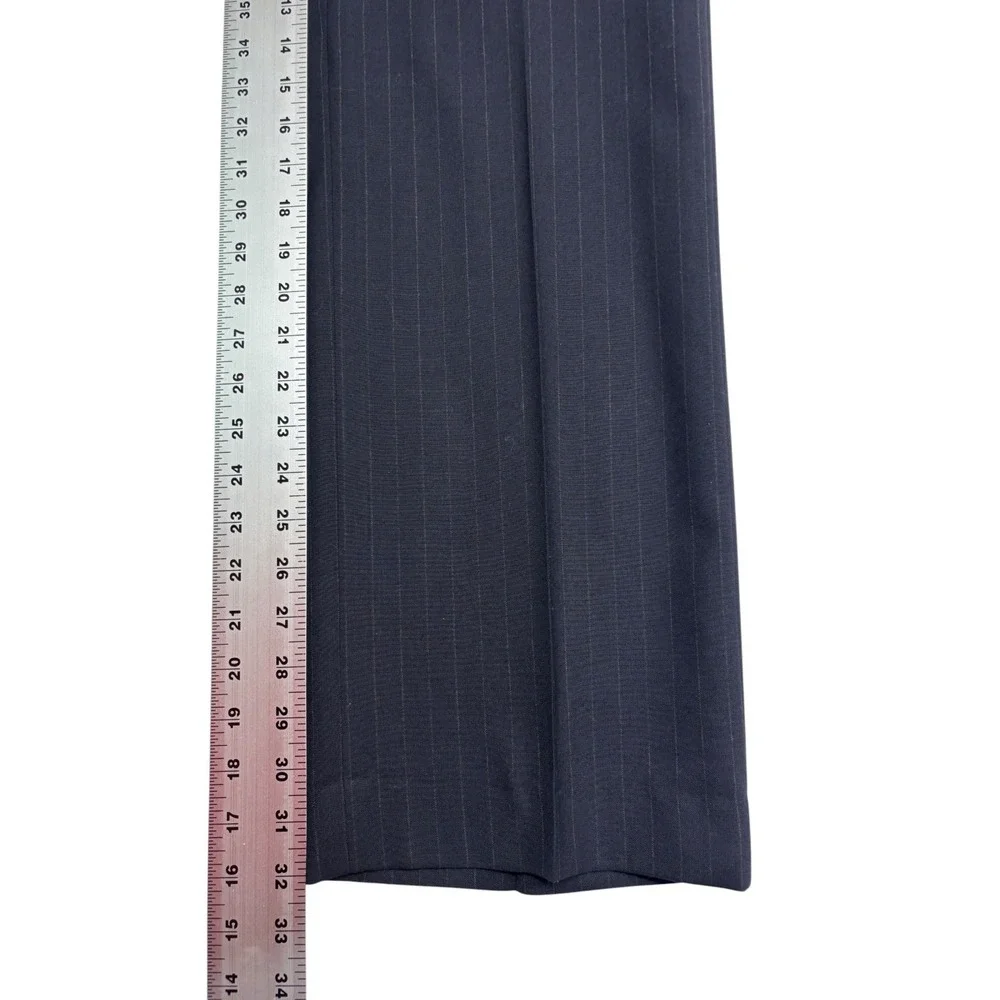 vtg 90s Evan Picone 40R 41R 34x32 Navy Blue Stripe 2pc Pant Suit Bootcut USA